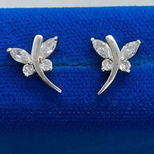 💛 925 Vintage Marquise CZ Butterfly/Dragonfly Earrings
